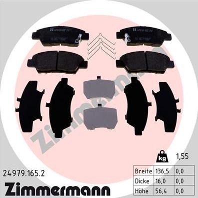 Zimmermann 24979.165.2 - Bremsbelagsatz, Scheibenbremse alexcarstop-ersatzteile.com