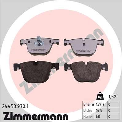 Zimmermann 24458.970.1 - Bremsbelagsatz, Scheibenbremse alexcarstop-ersatzteile.com