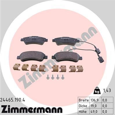 Zimmermann 24465.190.4 - Bremsbelagsatz, Scheibenbremse alexcarstop-ersatzteile.com