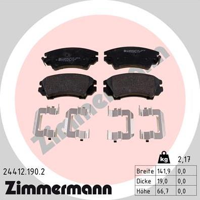 Zimmermann 24412.190.2 - Bremsbelagsatz, Scheibenbremse alexcarstop-ersatzteile.com