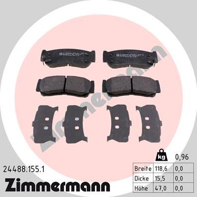 Zimmermann 24488.155.1 - Bremsbelagsatz, Scheibenbremse alexcarstop-ersatzteile.com