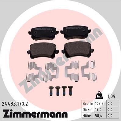 Zimmermann 24483.170.2 - Bremsbelagsatz, Scheibenbremse alexcarstop-ersatzteile.com