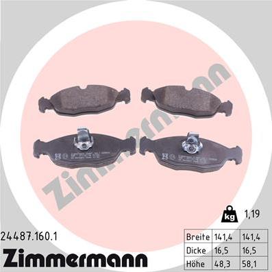 Zimmermann 24487.160.1 - Bremsbelagsatz, Scheibenbremse alexcarstop-ersatzteile.com