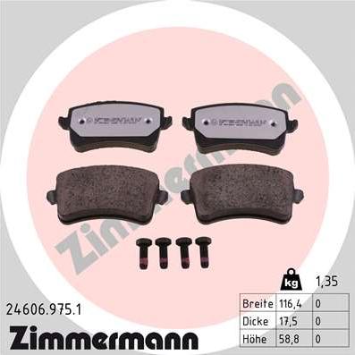 Zimmermann 24606.975.1 - Bremsbelagsatz, Scheibenbremse alexcarstop-ersatzteile.com