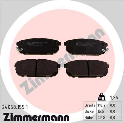 Zimmermann 24058.155.1 - Bremsbelagsatz, Scheibenbremse alexcarstop-ersatzteile.com