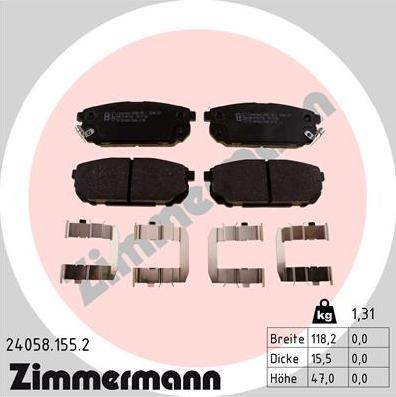 Zimmermann 24058.155.2 - Bremsbelagsatz, Scheibenbremse alexcarstop-ersatzteile.com