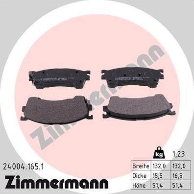 Zimmermann 24004.165.1 - Bremsbelagsatz, Scheibenbremse alexcarstop-ersatzteile.com