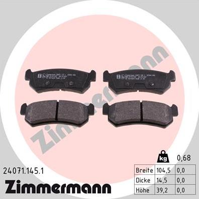 Zimmermann 24071.145.1 - Bremsbelagsatz, Scheibenbremse alexcarstop-ersatzteile.com