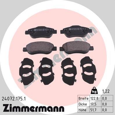 Zimmermann 24072.175.1 - Bremsbelagsatz, Scheibenbremse alexcarstop-ersatzteile.com