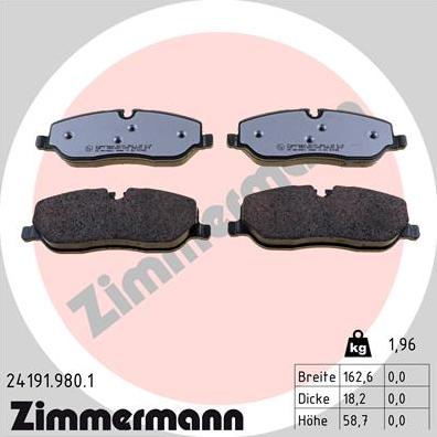 Zimmermann 24191.980.1 - Bremsbelagsatz, Scheibenbremse alexcarstop-ersatzteile.com