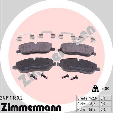 Zimmermann 24191.180.2 - Bremsbelagsatz, Scheibenbremse alexcarstop-ersatzteile.com