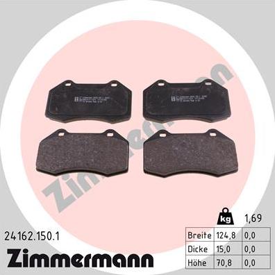 Zimmermann 24162.150.1 - Bremsbelagsatz, Scheibenbremse alexcarstop-ersatzteile.com