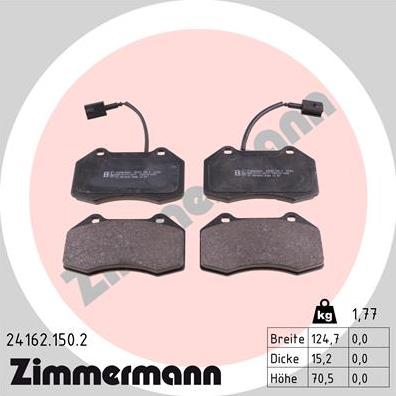 Zimmermann 24162.150.2 - Bremsbelagsatz, Scheibenbremse alexcarstop-ersatzteile.com