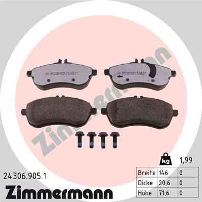 Zimmermann 24306.905.1 - Bremsbelagsatz, Scheibenbremse alexcarstop-ersatzteile.com