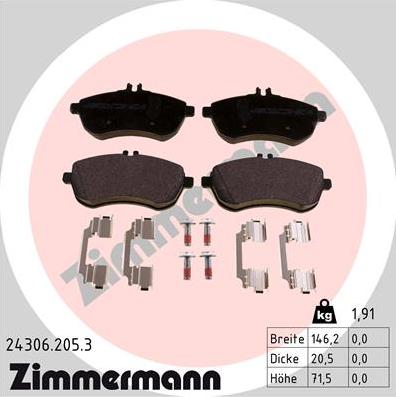 Zimmermann 24306.205.3 - Bremsbelagsatz, Scheibenbremse alexcarstop-ersatzteile.com