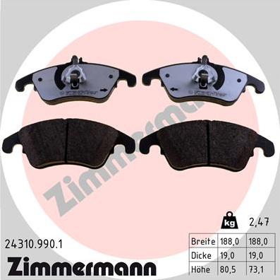 Zimmermann 24310.990.1 - Bremsbelagsatz, Scheibenbremse alexcarstop-ersatzteile.com