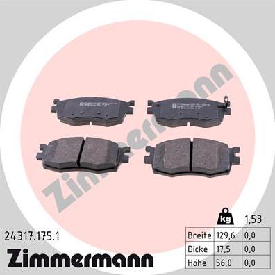 Zimmermann 24317.175.1 - Bremsbelagsatz, Scheibenbremse alexcarstop-ersatzteile.com