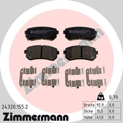 Zimmermann 24320.155.2 - Bremsbelagsatz, Scheibenbremse alexcarstop-ersatzteile.com