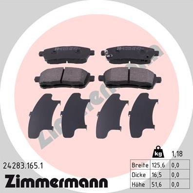 Zimmermann 24283.165.1 - Bremsbelagsatz, Scheibenbremse alexcarstop-ersatzteile.com