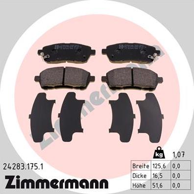 Zimmermann 24283.175.1 - Bremsbelagsatz, Scheibenbremse alexcarstop-ersatzteile.com