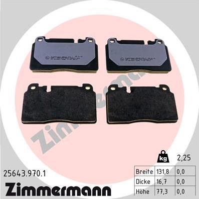 Zimmermann 25643.970.1 - Bremsbelagsatz, Scheibenbremse alexcarstop-ersatzteile.com