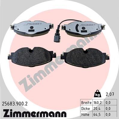 Zimmermann 25683.900.2 - Bremsbelagsatz, Scheibenbremse alexcarstop-ersatzteile.com