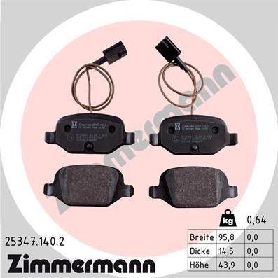 Zimmermann 25347.140.2 - Bremsbelagsatz, Scheibenbremse alexcarstop-ersatzteile.com