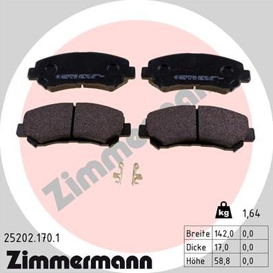 Zimmermann 25202.170.1 - Bremsbelagsatz, Scheibenbremse alexcarstop-ersatzteile.com