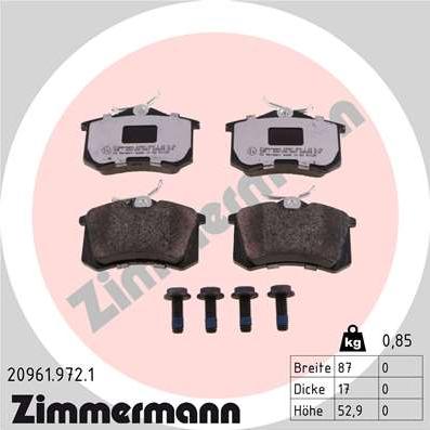 Zimmermann 20961.972.1 - Bremsbelagsatz, Scheibenbremse alexcarstop-ersatzteile.com