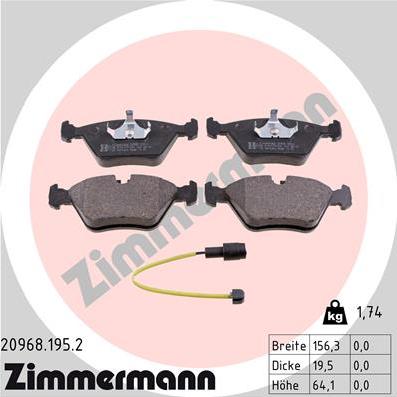 Zimmermann 20968.195.2 - Bremsbelagsatz, Scheibenbremse alexcarstop-ersatzteile.com