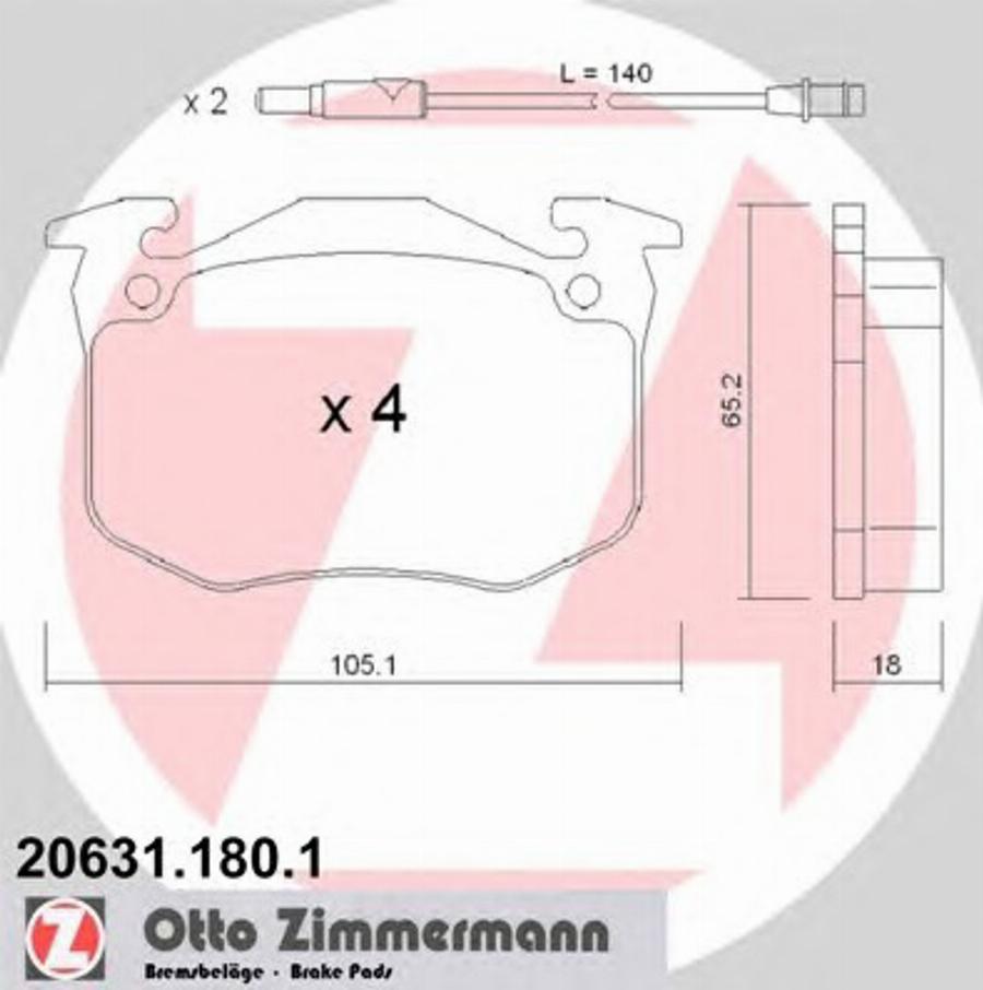 Zimmermann 206311801 - Bremsbelagsatz, Scheibenbremse alexcarstop-ersatzteile.com