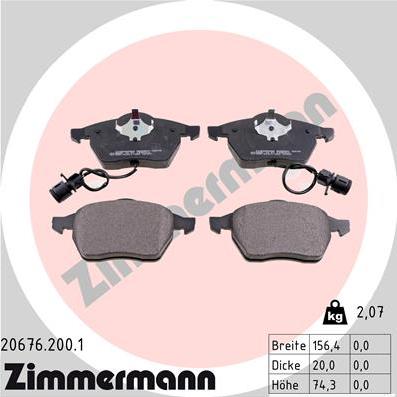 Zimmermann 20676.200.1 - Bremsbelagsatz, Scheibenbremse alexcarstop-ersatzteile.com