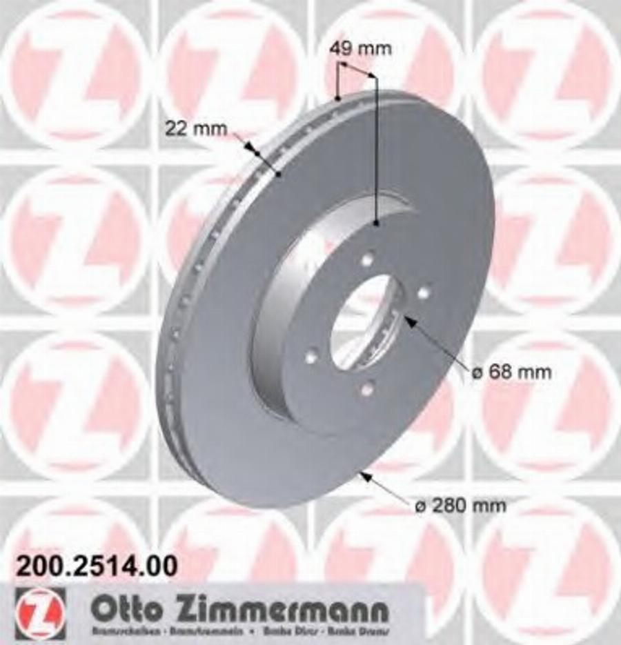 Zimmermann 200 2514 00 - Bremsscheibe alexcarstop-ersatzteile.com