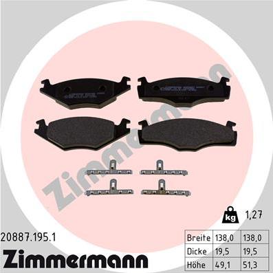 Zimmermann 20887.195.1 - Bremsbelagsatz, Scheibenbremse alexcarstop-ersatzteile.com