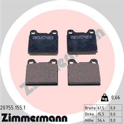 Zimmermann 20755.155.1 - Bremsbelagsatz, Scheibenbremse alexcarstop-ersatzteile.com