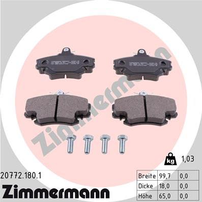 Zimmermann 20772.180.1 - Bremsbelagsatz, Scheibenbremse alexcarstop-ersatzteile.com