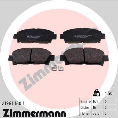 Zimmermann 21961.160.1 - Bremsbelagsatz, Scheibenbremse alexcarstop-ersatzteile.com