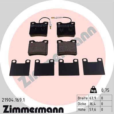 Zimmermann 21904.169.1 - Bremsbelagsatz, Scheibenbremse alexcarstop-ersatzteile.com