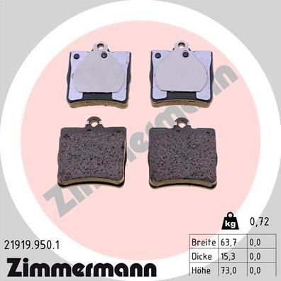 Zimmermann 21919.950.1 - Bremsbelagsatz, Scheibenbremse alexcarstop-ersatzteile.com