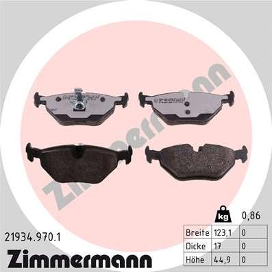 Zimmermann 21934.970.1 - Bremsbelagsatz, Scheibenbremse alexcarstop-ersatzteile.com