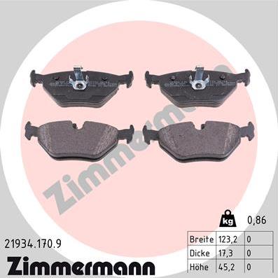 Zimmermann 21934.170.9 - Bremsbelagsatz, Scheibenbremse alexcarstop-ersatzteile.com