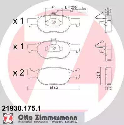 Zimmermann 21930.175.1 - Bremsbelagsatz, Scheibenbremse alexcarstop-ersatzteile.com