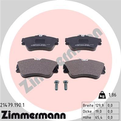 Zimmermann 21479.190.1 - Bremsbelagsatz, Scheibenbremse alexcarstop-ersatzteile.com