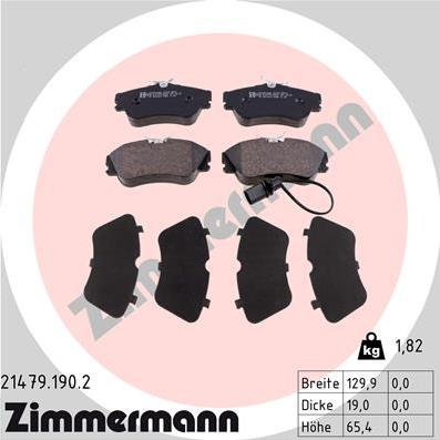 Zimmermann 21479.190.2 - Bremsbelagsatz, Scheibenbremse alexcarstop-ersatzteile.com