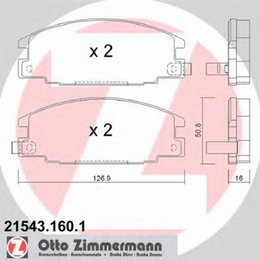 Zimmermann 21543.160.1 - Bremsbelagsatz, Scheibenbremse alexcarstop-ersatzteile.com