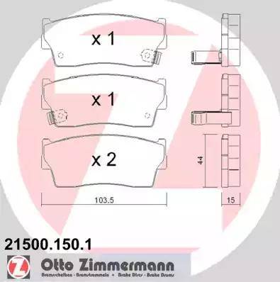 Zimmermann 21500.150.1 - Bremsbelagsatz, Scheibenbremse alexcarstop-ersatzteile.com