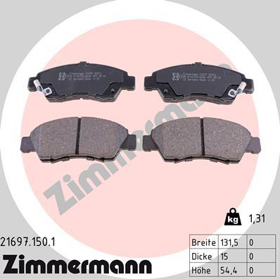 Zimmermann 21697.150.1 - Bremsbelagsatz, Scheibenbremse alexcarstop-ersatzteile.com