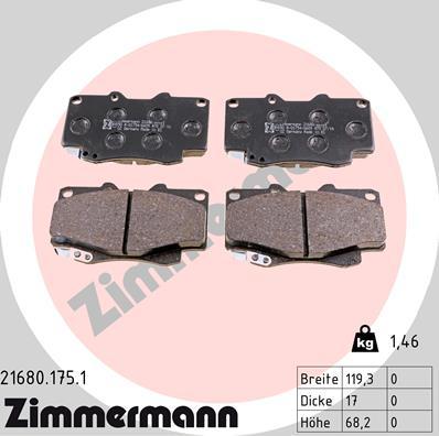 Zimmermann 21680.175.1 - Bremsbelagsatz, Scheibenbremse alexcarstop-ersatzteile.com