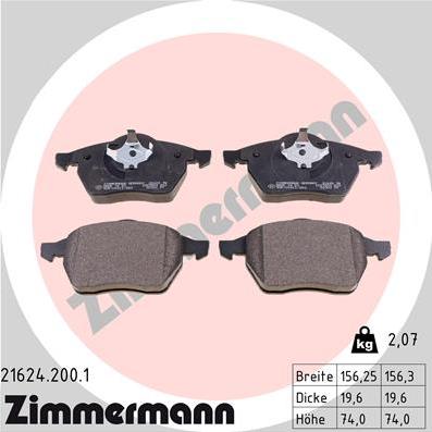 Zimmermann 21624.200.1 - Bremsbelagsatz, Scheibenbremse alexcarstop-ersatzteile.com