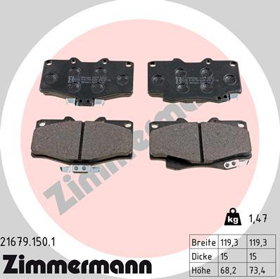 Zimmermann 21679.150.1 - Bremsbelagsatz, Scheibenbremse alexcarstop-ersatzteile.com